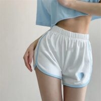 Sports Style Love Heart Embroidery Pure Color Shorts All-match kawaii