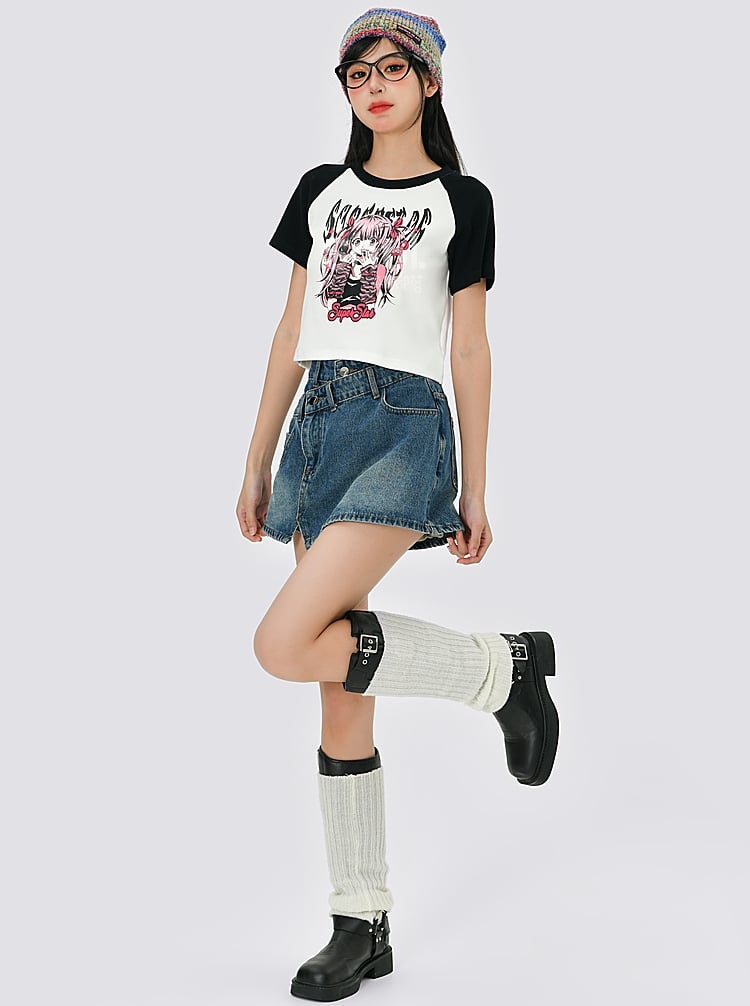 Summer Y2k Style Comic Graphic Print Slim Fit T-shirt - Kawaii Fashion Shop