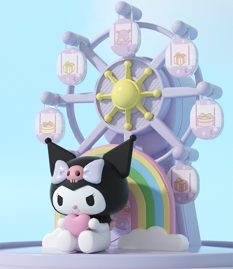 Sanrio Hello Kitty Music Lamp Kawaii Anime Action Figure Ferris Wheel Night  Light Decoration Music Box Model Ornament Toys Gift 
