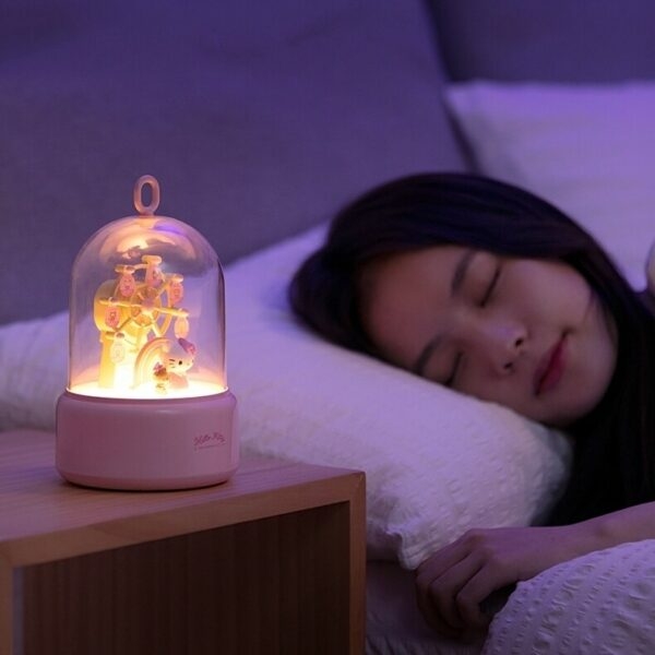 Lampe de nuit avec boîte à musique rotative à grande roue Cinnamoroll Cannelle kawaii