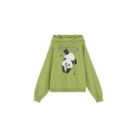 Зеленая толстовка с принтом панды и милым маття Мультфильм каваи