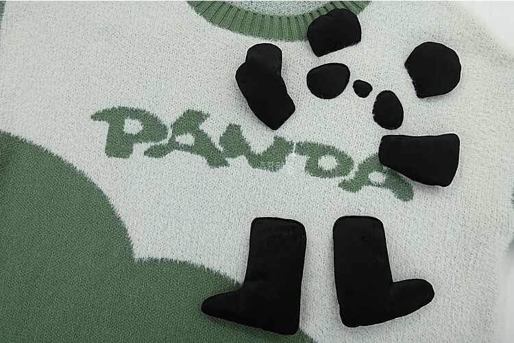 Grazioso maglione pullover con design panda tridimensionale