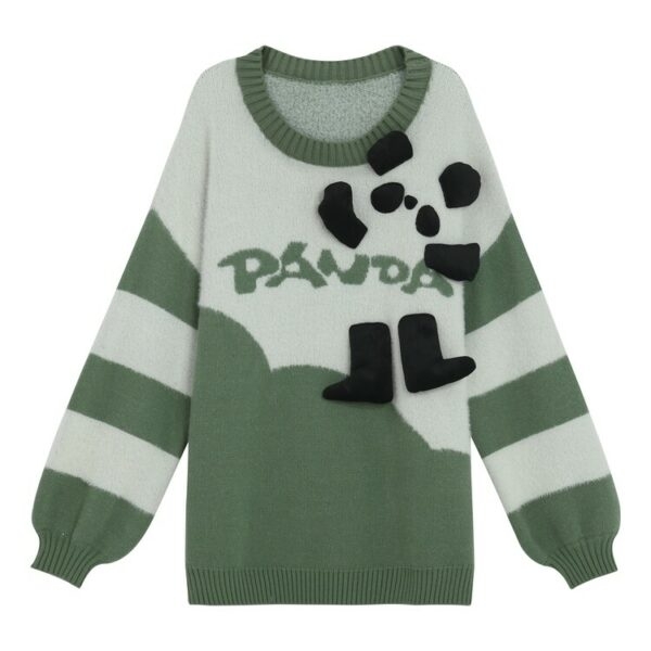 Simpatico maglione pullover con design panda tridimensionale 6