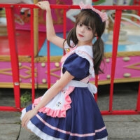 Japanese Blue Maid Lolita Dress Cosplay kawaii