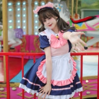 Japanse blauwe meid Lolita jurk Cosplay-kawaii