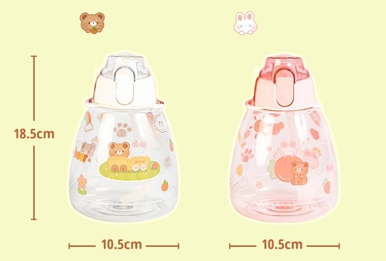 Botella de agua de gran capacidad Conejo rosa de dibujos animados Kawaii