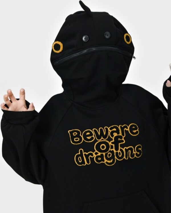 Kawaii schattige kleine zwarte draak ontwerp hoodie 3