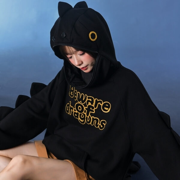 Kawaii schattige kleine zwarte draak ontwerp hoodie 5