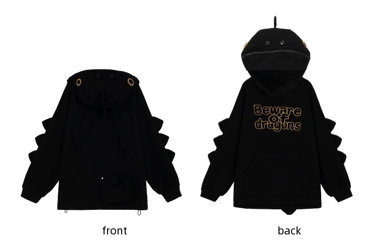 Kawaii schattige kleine zwarte draak ontwerp hoodie