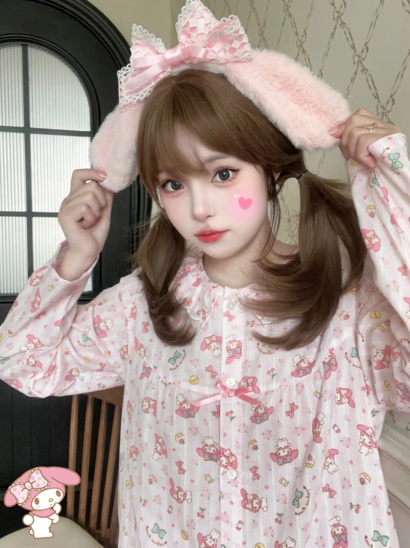 かわいい日本のピンクのマイメロディープリントパジャマセット