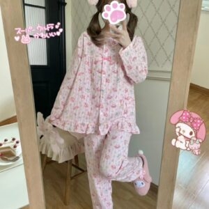 Kawaii Japanese Pink My Melody Printed Pajamas Set Japanese kawaii