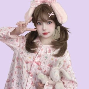 Conjunto de pijama estampado Kawaii japonés rosa My Melody