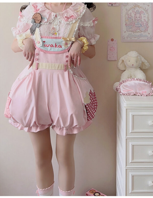 Costume salopette lolita rose doux et mignon Kawaii Kawaii mignon