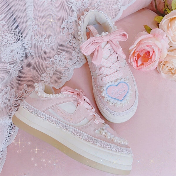 Pink Love Cookie Sneakers Cute kawaii
