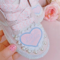Pink Love Cookie Sneakers Söt kawaii