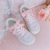 Zapatillas rosa Love Cookie lindo kawaii