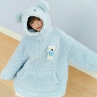 Cute Blue Bear Plush Sweatshirt bear kawaii