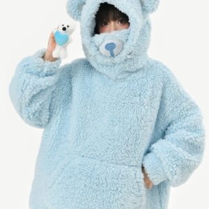 Süßes blaues Bären-Plüsch-Sweatshirt Bär kawaii