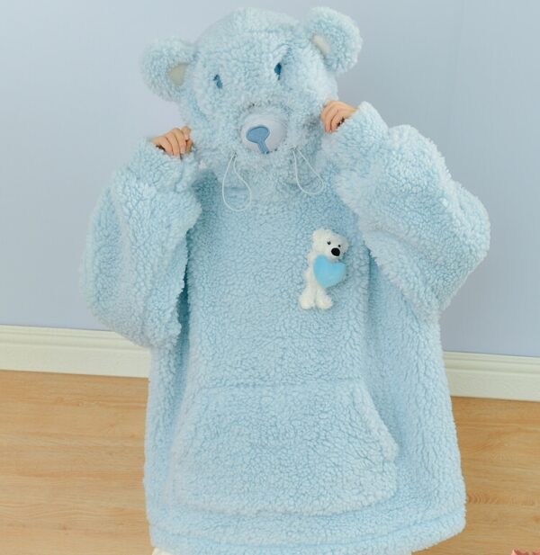 Sweat-shirt en peluche ours bleu mignon ours kawaii