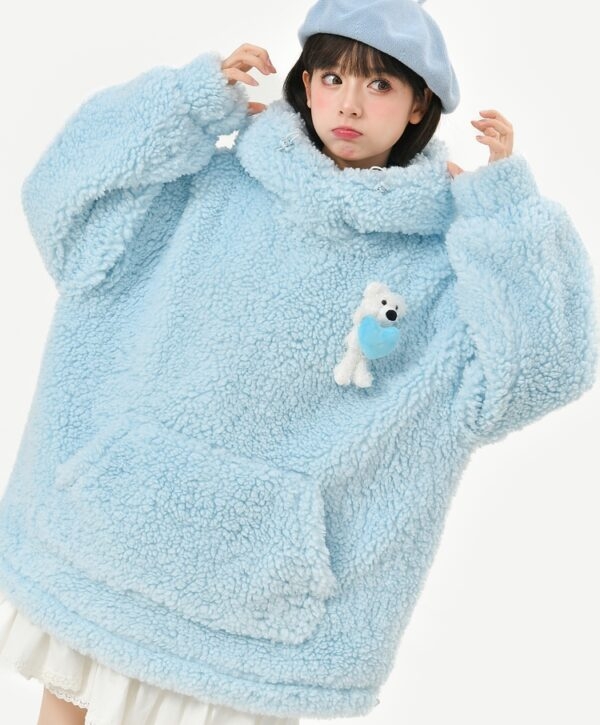 Cute Blue Bear Plush Sweatshirt bear kawaii