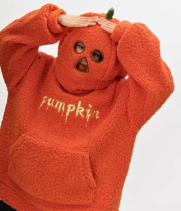 Funny Halloween Orange Pumpkin Pullover Sweatshirt autumn kawaii
