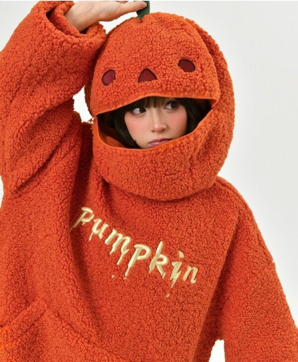 Funny Halloween Orange Pumpkin Pullover Sweatshirt autumn kawaii