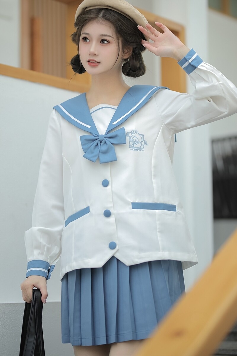 Синий костюм с юбкой JK Sailor Uniform Kawaii