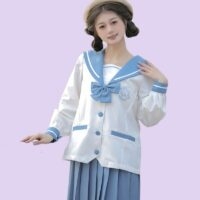 Синий костюм с юбкой JK Sailor Uniform Kawaii Милый каваи