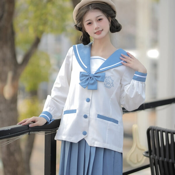 Kawaii Blue JK Sailor Uniform Skirt Suit Söt kawaii
