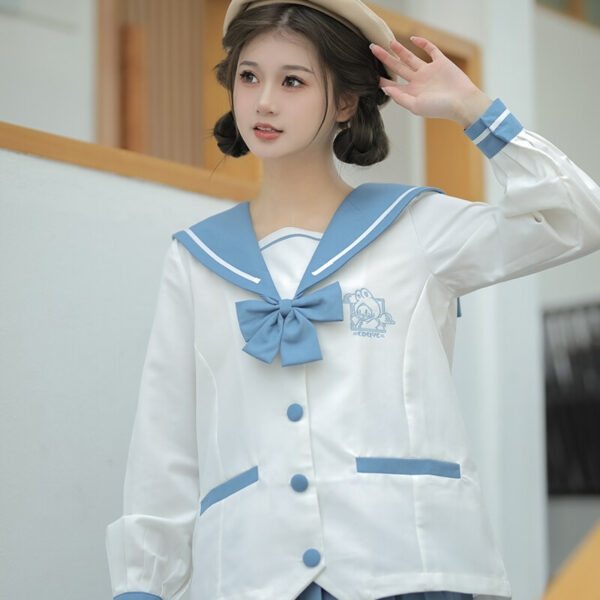 Abito gonna uniforme da marinaio blu Kawaii JK Kawaii carino