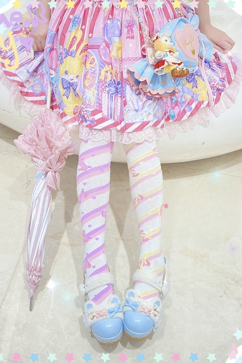 Meias até o joelho Kawaii Candy Color Lolita