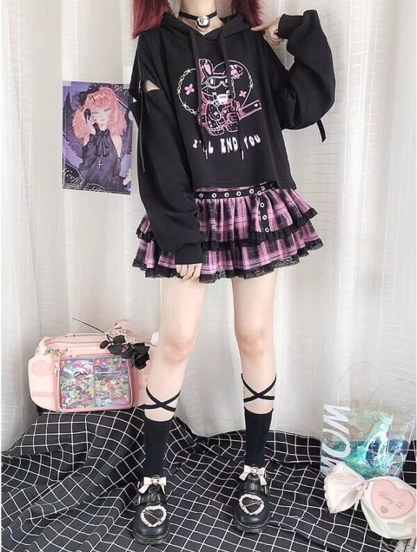 Kawaii Dark Style Black Hoodie - Kawaii Fashion Shop | Cute Asian ...