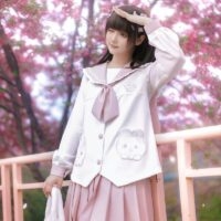 Kawaii roze cartoon konijn geborduurd JK uniform rokpak Jk kawaii