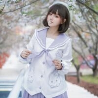 Kawaii Pink Cartoon Rabbit Embroidered JK Uniform Skirt Suit Jk kawaii