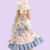 Kawaii Sweet Style Bear Embroidered Lolita Skirt Suit bear kawaii