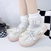 Chaussures Lolita à bout rond et nœud doux Kawaii Arc kawaii