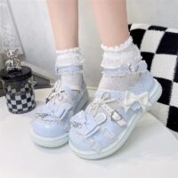 Zapatos de lolita con punta redonda y lazo dulce kawaii Arco kawaii