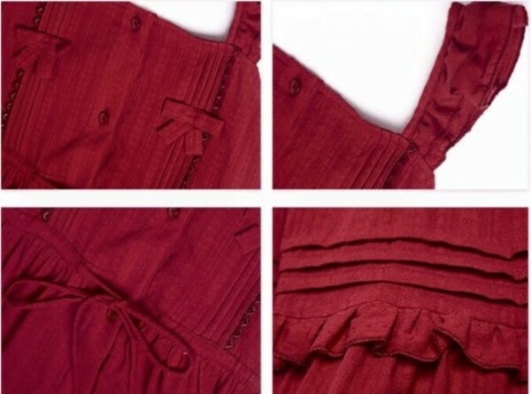 Милое и милое красное платье на подтяжках торт юбка каваи