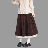 Вельветовая плиссированная юбка с завышенной талией Sweet Preppy Юбка-трапеция каваи