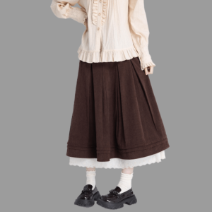 Вельветовая плиссированная юбка Sweet Preppy с высокой талией Юбка-трапеция каваи