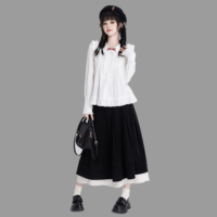 Sweet Preppy Corduroy High-waisted Pleated Skirt A-line Skirt kawaii