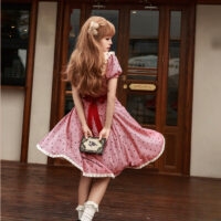Vestido lolita estampado a cuadros rosa estilo dulce Vestido lolita kawaii