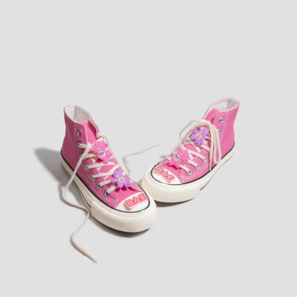 Simpatico orsetto arcobaleno rosa scarpe di tela alte Scarpe di tela kawaii