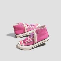 Sapatas de lona altas cor-de-rosa do urso do arco-íris bonito Sapatos de lona kawaii