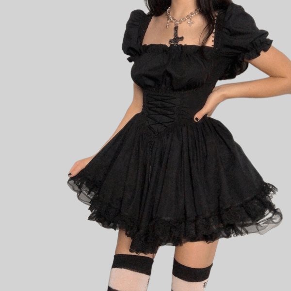Minivestido gótico oscuro de Lolita Vestido gótico kawaii