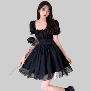 Mini vestido gótico lolita escuro vestido gótico kawaii
