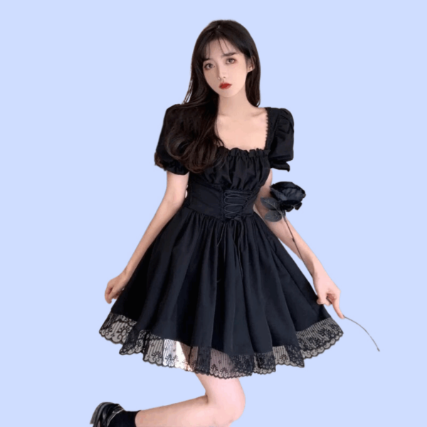 Sukienka mini w kolorze ciemnej Lolity Goth Gotycka sukienka kawaii