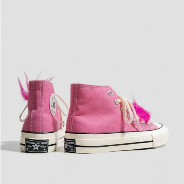 Ins Style Różowe, codzienne buty płócienne z wysoką cholewką jesienne kawaii
