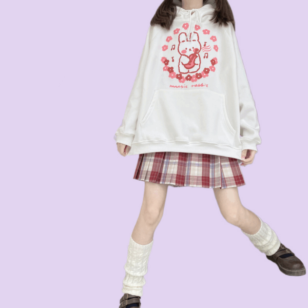 Kawaii japansk tröja med tecknad kanintryck höst kawaii