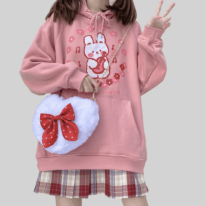 Sweat-shirt imprimé lapin de dessin animé japonais Kawaii, automne kawaii